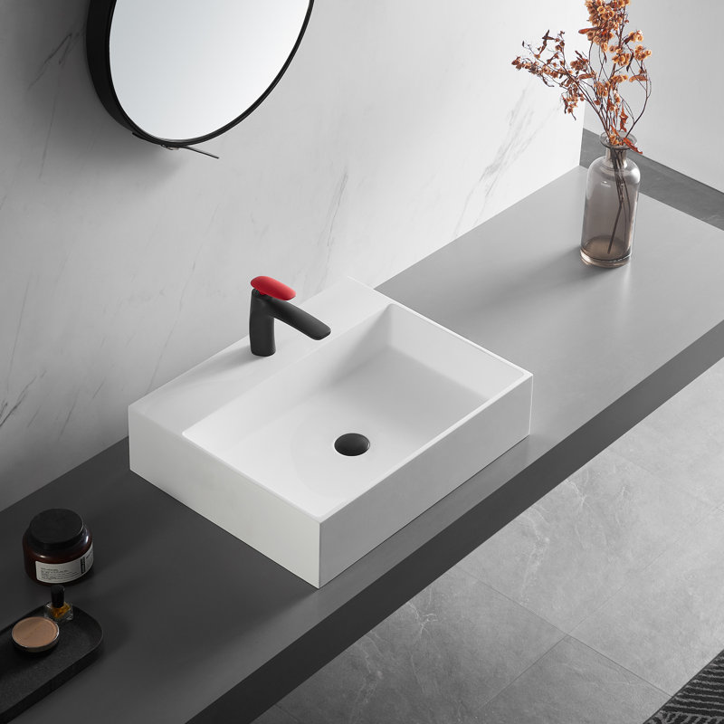 Serene Valley 18.9'' Solid Surface Square Bathroom Sink, White