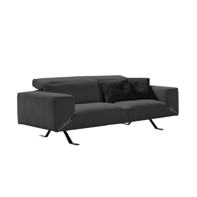 Canapé à accoudoirs carrés en cuir véritable de 81 po Kennebec