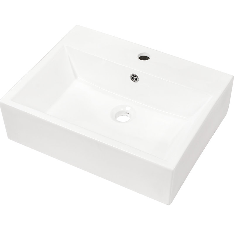 21"X16" Ceramic Bathroom Sink In White. Contemporary European Design With Faucet Hole And Overflow. Arc-Shaped, Beautiful. Elegant Magnanimous. Superior Quality. Low Water Absorption. Acid Stain