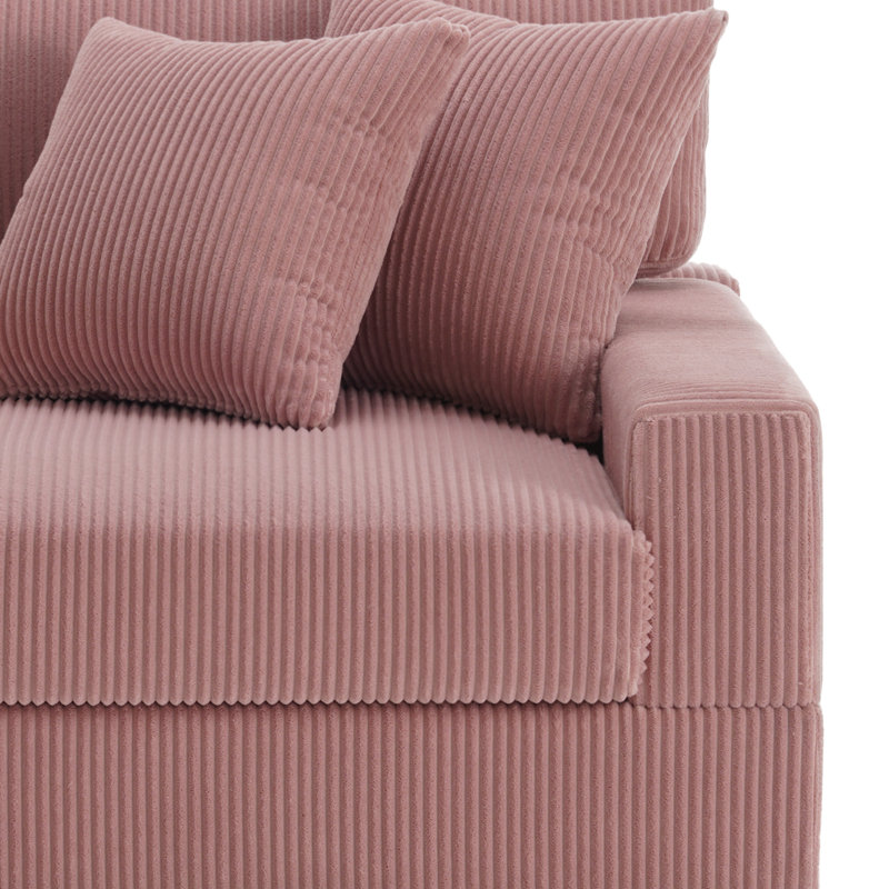 Fauteuil rembourré en velours côtelé, Velours côtelé, Rose