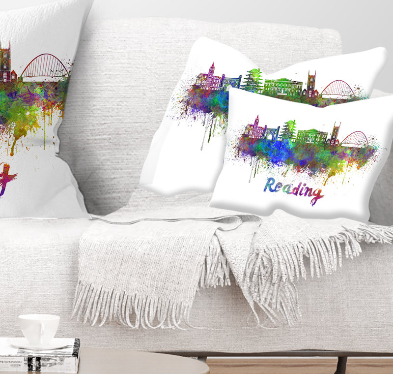 Reading Skyline - Cityscape Printed Throw Pillow, 12" x 20", Rectangular