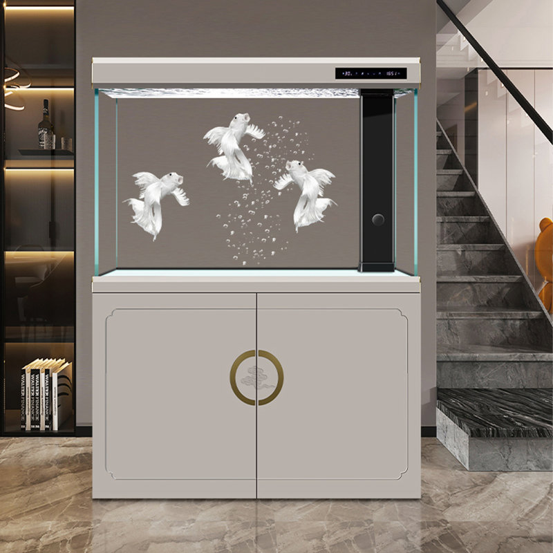 Grand réservoir d'aquarium ultra-clair filtré à contrôle intelligent, H 57,48 po x l 23,62 po x P 14,17 po, Gris