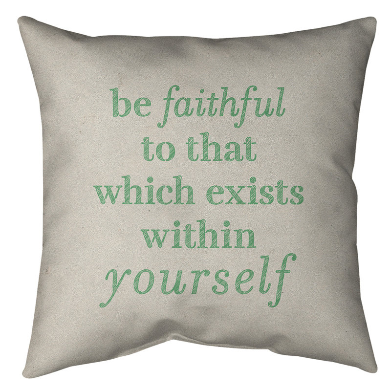 Coussin de sol be loyal to yourself, Blanc/vert, H 40 po x l 40 po