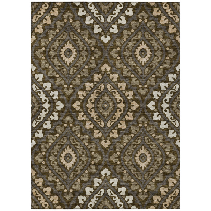Alleigha Washable Moroccan Indoor / Outdoor Rug, Rectangle 2'6" x 3'10"