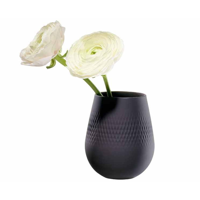 Grand vase Villeroy & Boch, Noir mat, H 5,5 po x l 5 po x P 5 po
