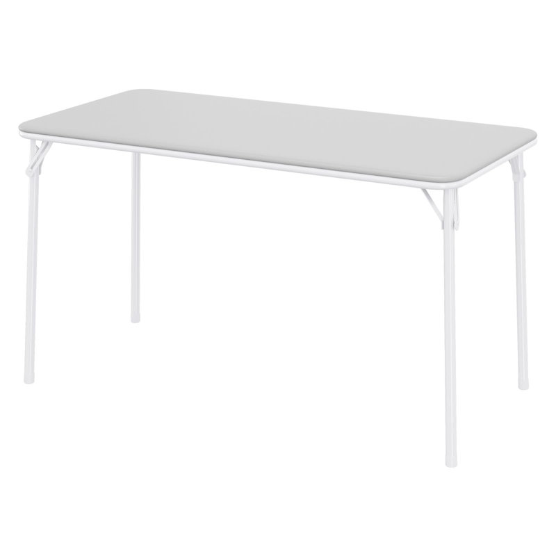 Folding Table, Portable Folding Card Rectangle Table, White, Grey