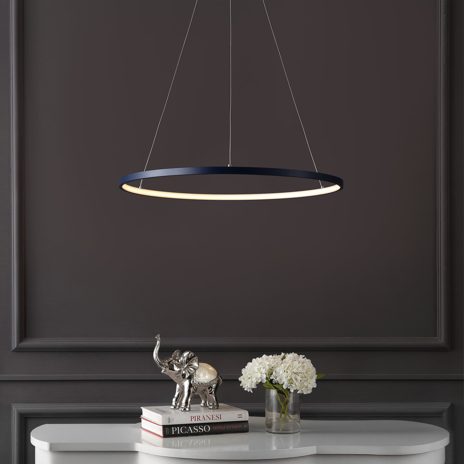 Odin Single Light Dimmable LED Pendant, 0.75" H x 23.75" W x 23.75" D, Navy
