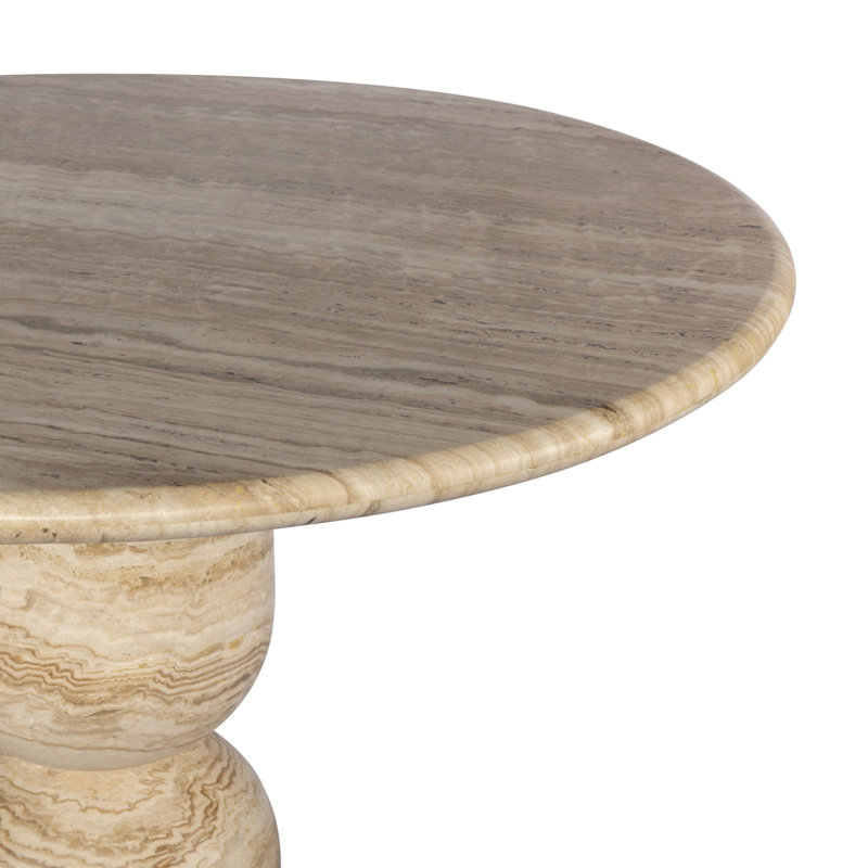 Figueroa Round Dining Table, 30" H x 42" W x 42" D, Light Beige Tavertine