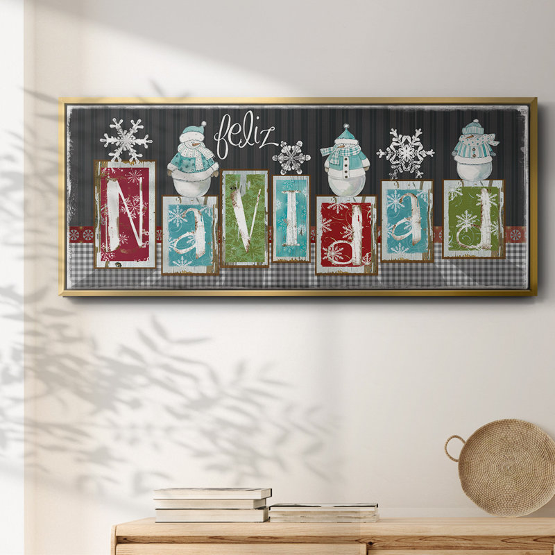 Navidad Blocks- Framed Canvas, 20" H x 50" W