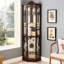Vitrine classique en verre avec ouverture à pousser, tablettes réglables et dispositif de basculement pour le décor de la salle à manger Assemblage rapide en coin Sculpture florale arquée, portes, coffre en panneau arrière en acrylique-1155440013