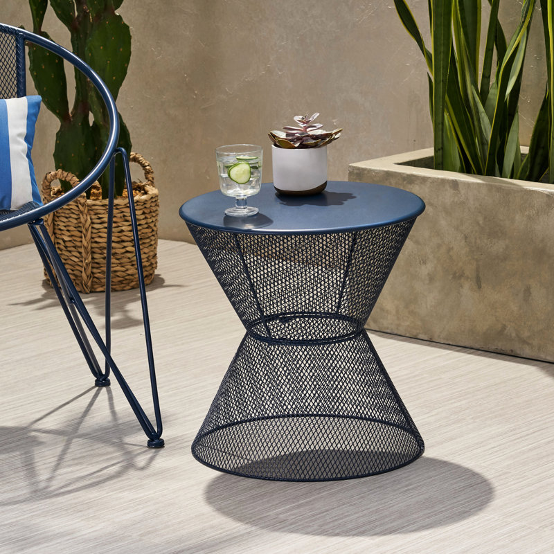 Table d'appoint - Option de bureau en fer, teinte bleu marine, 17,83 po de profondeur x largeur 18,67 po de hauteur, 5,75 lb, améliore le confort de vos meubles