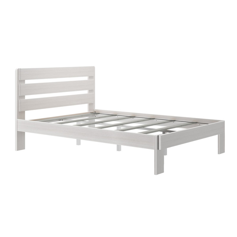  Lit plateforme en bois massif Cyprian Kids, Blanc délavé, Grand