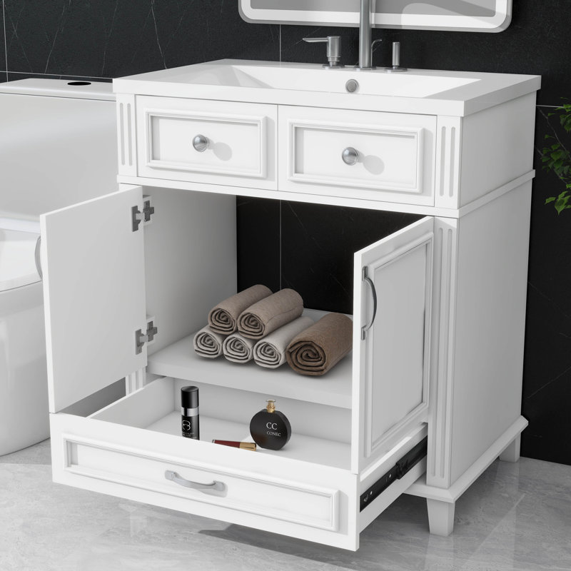 Ensemble de meuble-lavabo 30 po avec 2 portes et 1 tiroir, Blanc