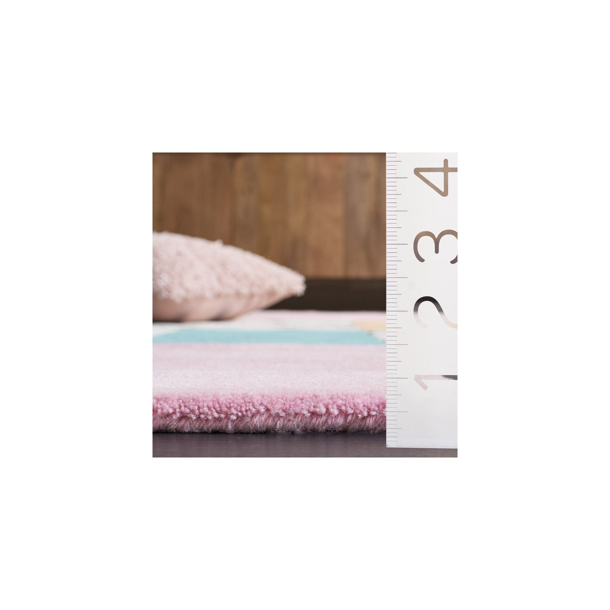 Tripoli Hand Tufted Wool Ivory/Black/Pink Rug, Square 5'