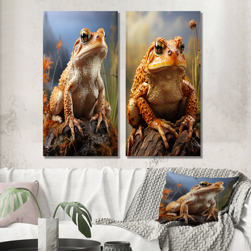 «Classic Frog Portrait - Frogs & Toads», ensemble de 2 reproductions d'art en métal, H 28 po x l 24 po