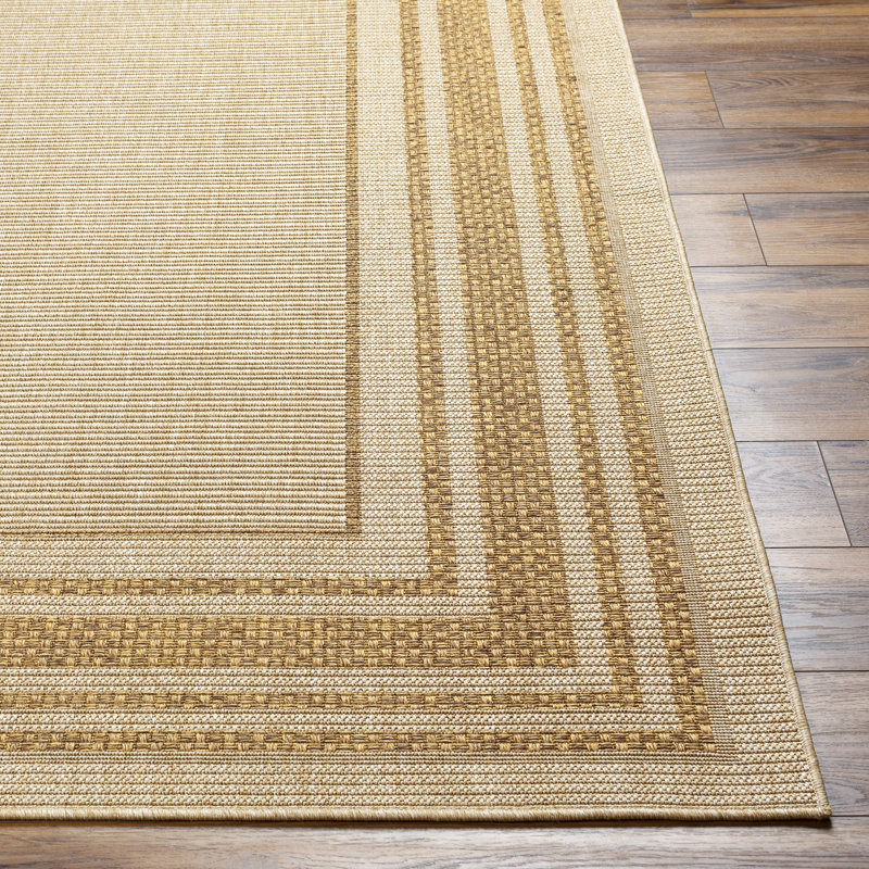 Audene Machine Woven Polypropylene Indoor/Outdoor Area Rug in Tan/Brown, Square 7'10"