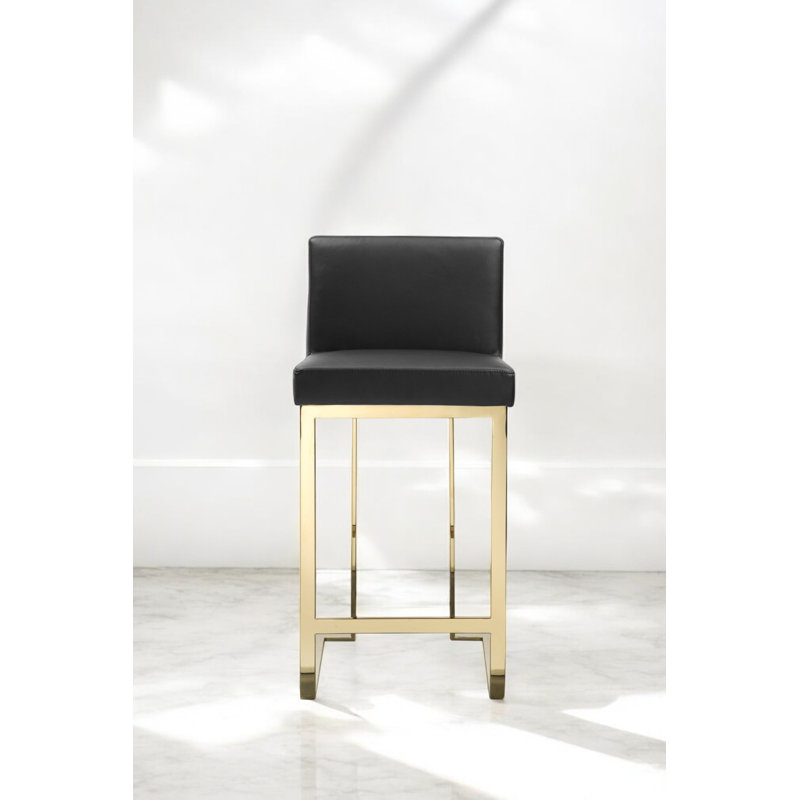 Tabouret de bar en simili-cuir Pangea Home Dexter, Similicuir blanc, Similicuir noir