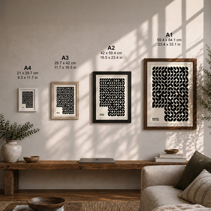 Bauhaus Rhythm Geometric - Framed Print, A4 - 29.7 x 21.0 cm, Unframed