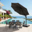 Grand parasol de patio en porte-à-faux carré de 10 pi avec rotation à 360 ° et réglage des mésanges et parasol de terrasse robuste à baldaquin en polyester sans base.-162007437