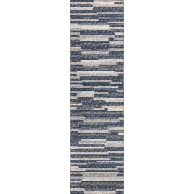 Chenille Washable Abstract Indoor / Outdoor Rug, Runner 2'3" x 7'6"