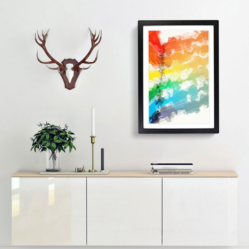 Bars of the Rainbow in Abstract - Picture Frame Graphic Art Print, 87cm H x 62cm W x 2cm D, Black Framed