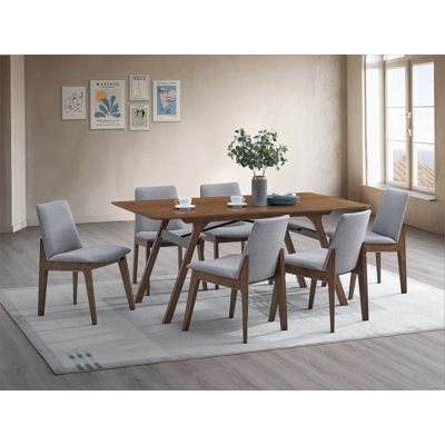 Kaela Walnut & Light Gray Finish 7PCs Dining Room Set