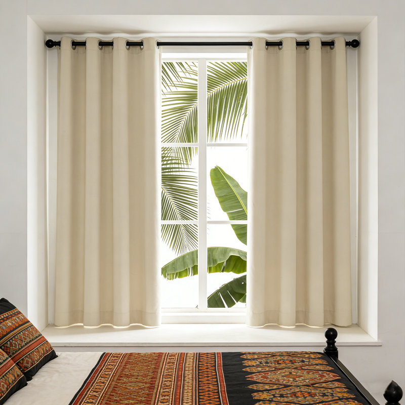 Blackout Curtains for Bedroom, Thermal Insulated Noise Reducing Window Drapes for Living Room, Grommet Top (41.7W X 83.86L Inch, Beige)