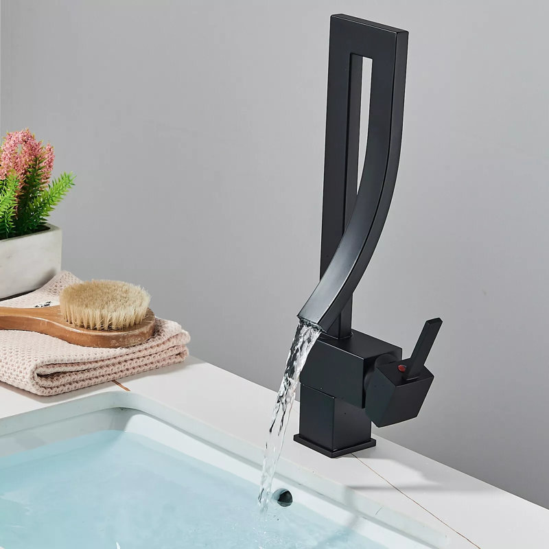 Robinet de lavabo pour salle de bain à poignée simple à un trou, Chrome