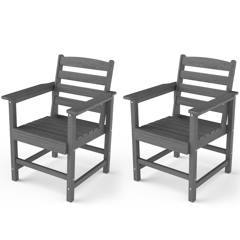 Chaise de salle à manger d'extérieur en PEHD gris (ensemble de 2)