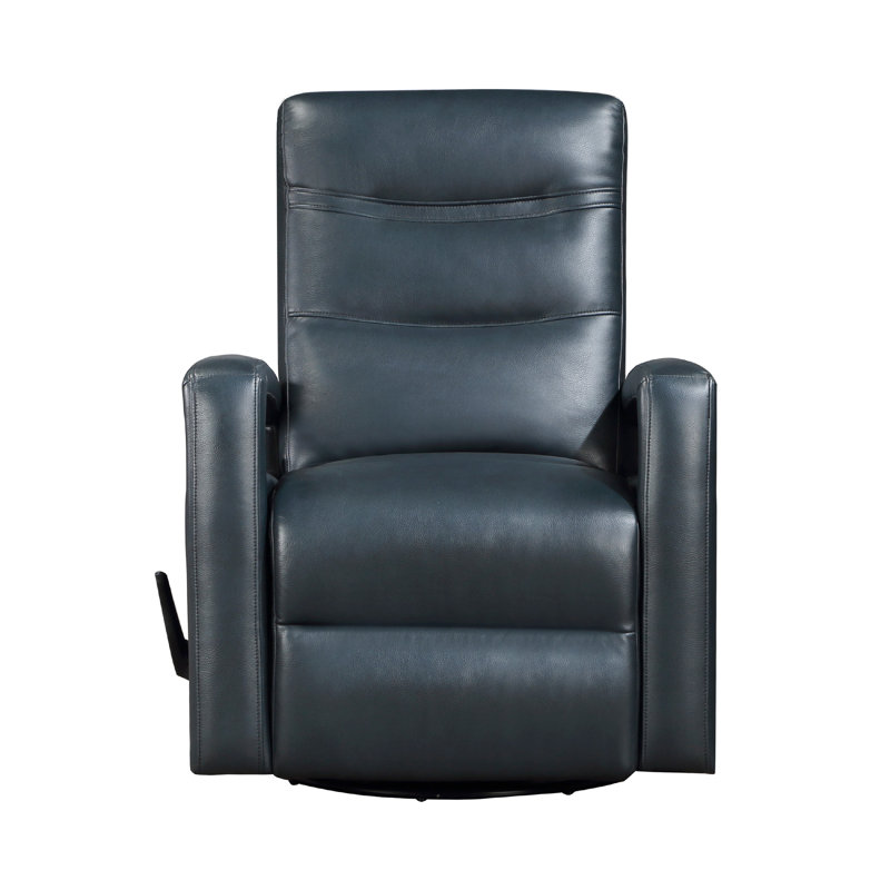 Kamo  Recliner Swivel Chair, 32 Inch,  Faux Leather, Navy Blue