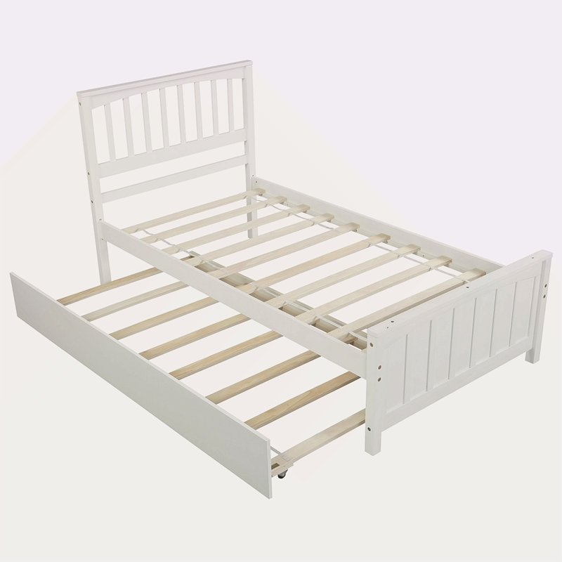 Lit plateforme simple avec lit gigogne, Blanc