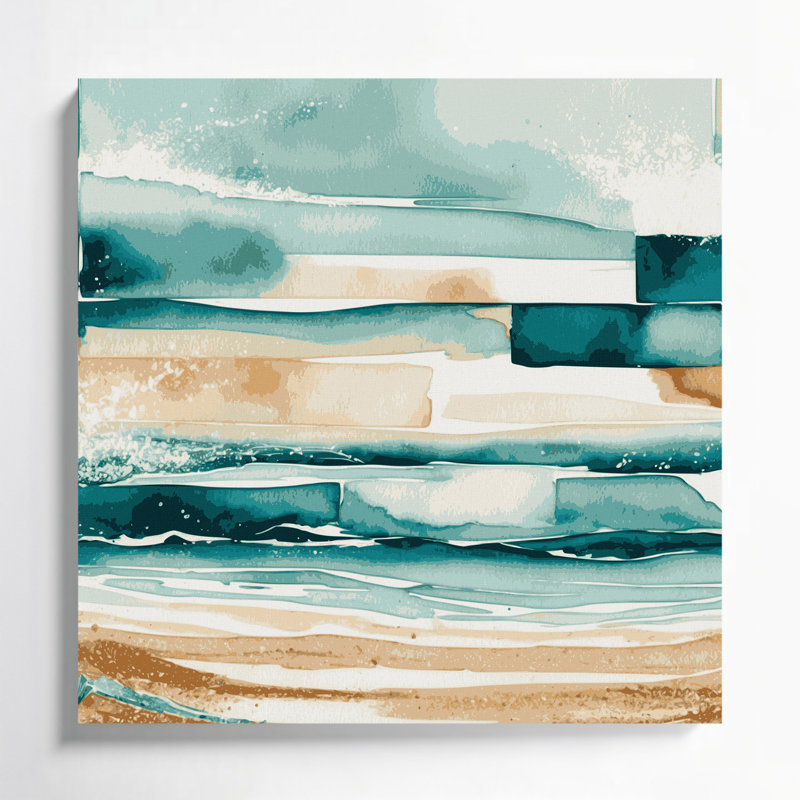 "Coastal Beach Block", toile de luxe beige, H 12 po x l 12 po