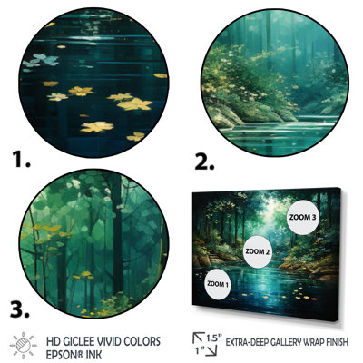 «Forest Emerald Canopy River», art mural sur toile
