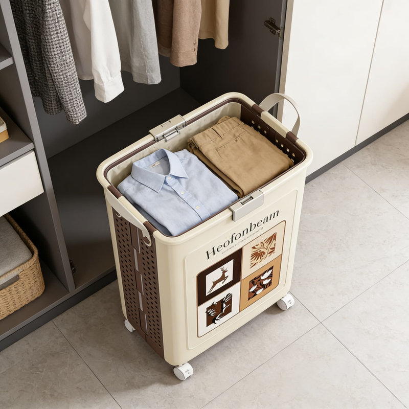 Foldable Laundry Hamper With Wheels For Home Use, Large Collapsible Storage Basket For Clothes, Toys, And Bathroom Organization