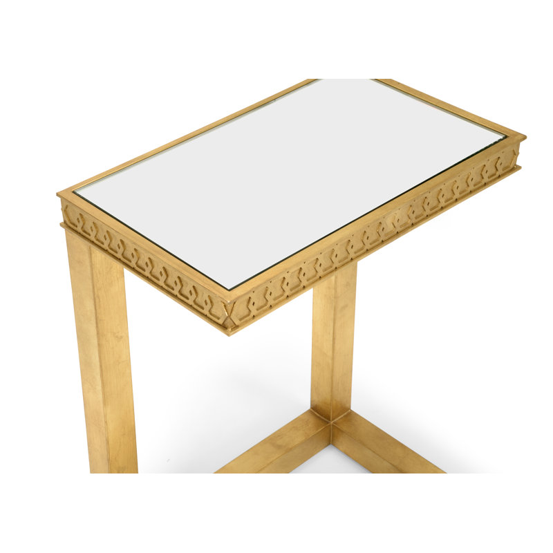 Mirrored Glass Top End Table, Gold