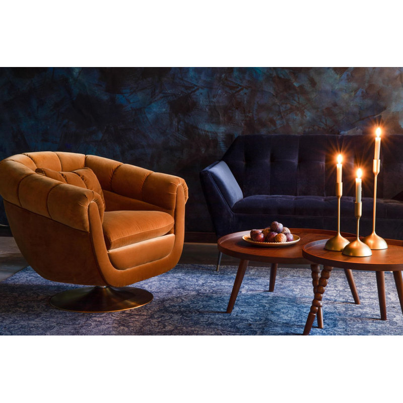 Member Swivel Lounge Chair, Orange Cotton Blend