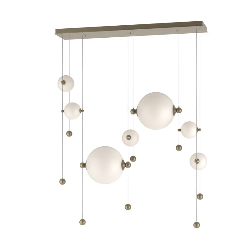 Abacus 7 - Light Cluster Globe LED Pendant, Opal, Soft Gold