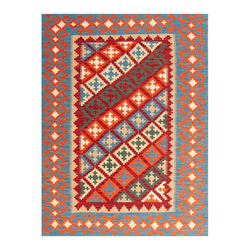 Tapis décoratif moderne orange à motif tissé lavable à la machine, Sous-tapis rectangulaire de 3 pi 3 po x 4 pi 11 po