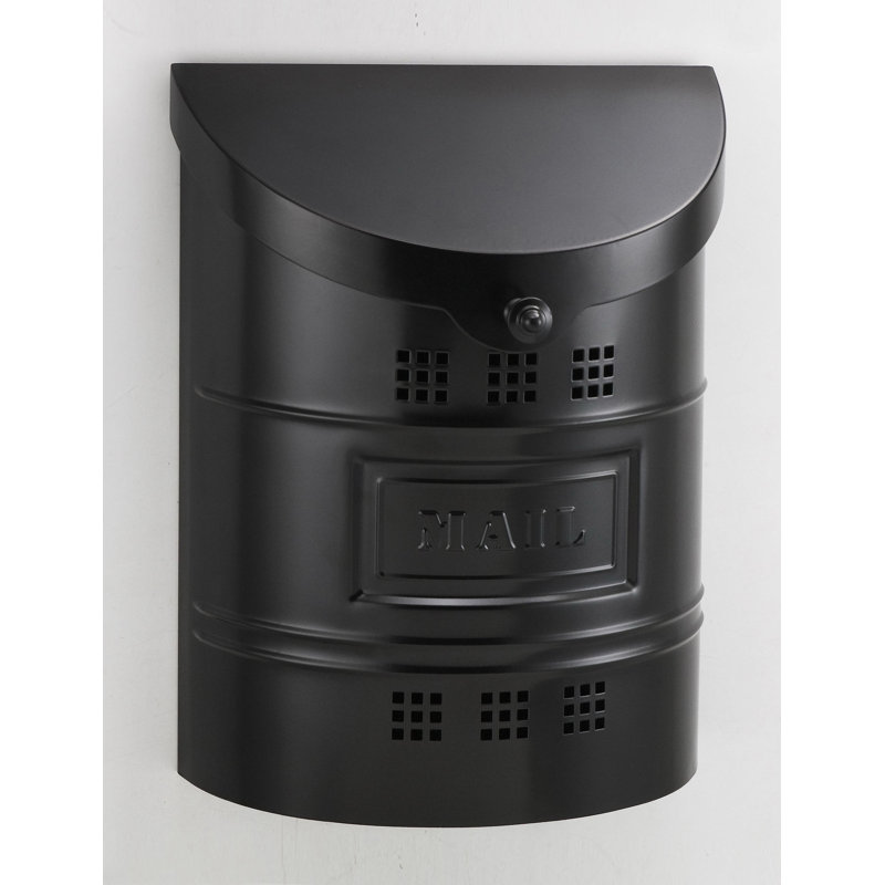 Boîte aux lettres murale en acier, Acier galvanisé noir satiné, H 15 po x l 11 po x P 4,5 po