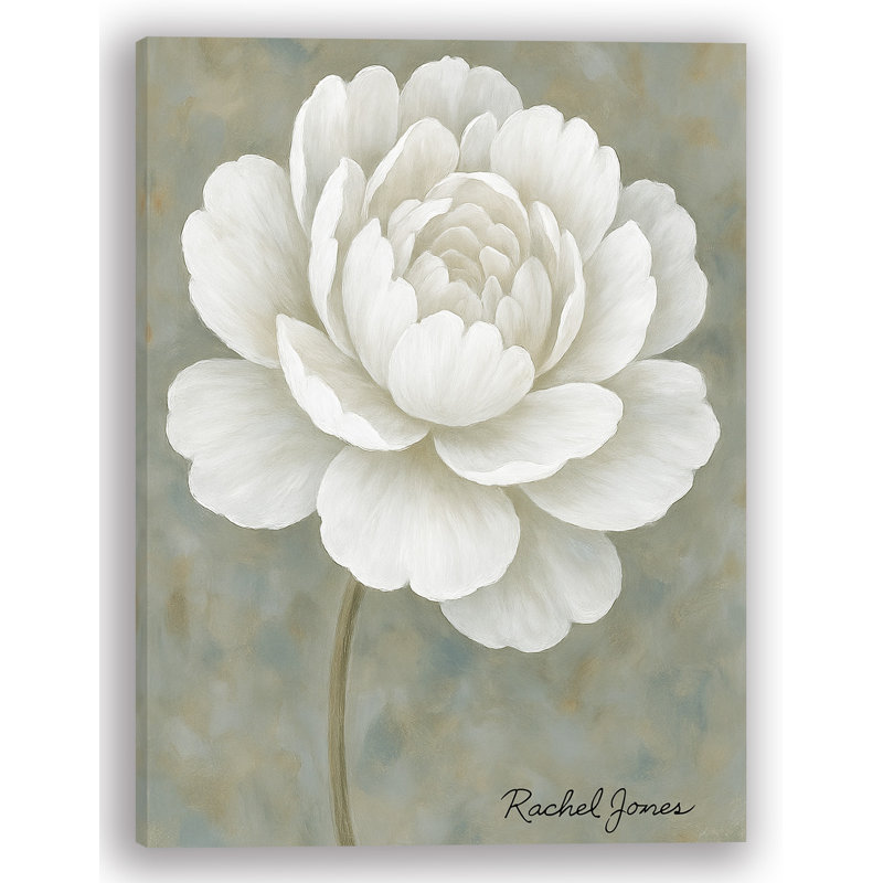 «Ethereal Bloom», art mural élégant sur toile florale blanche