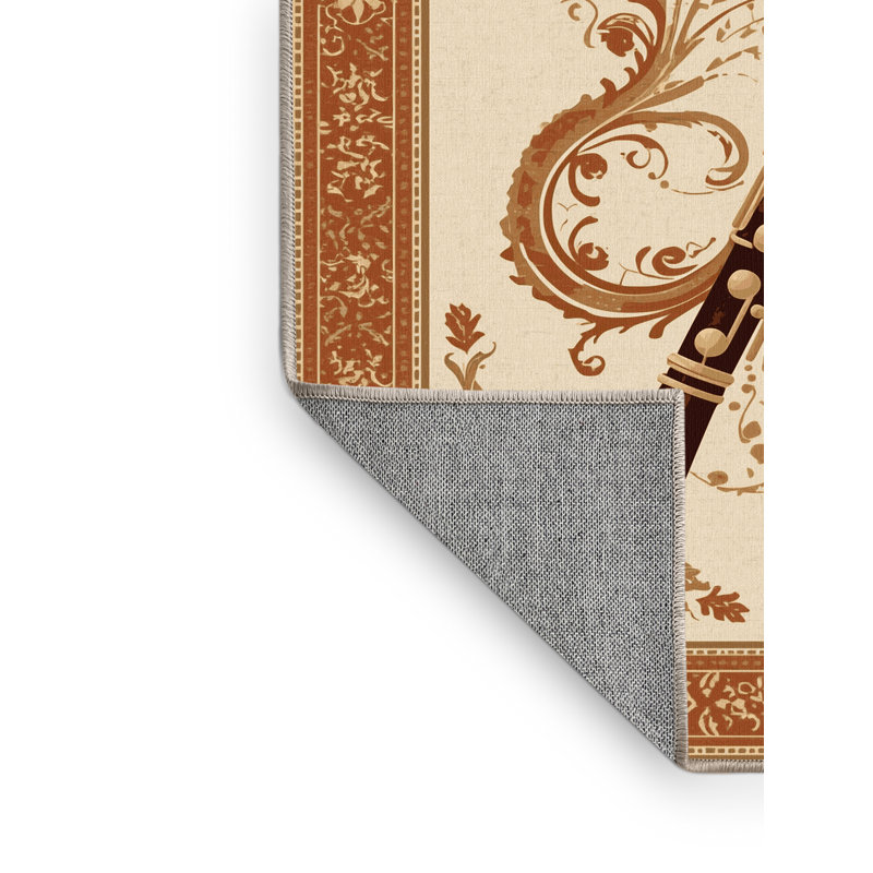 Tapis oriental beige lavable à la machine Clarinette classique Osnas, 8 x 12