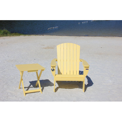 Chaise Adirondack pliante en bois massif avec table Pankow