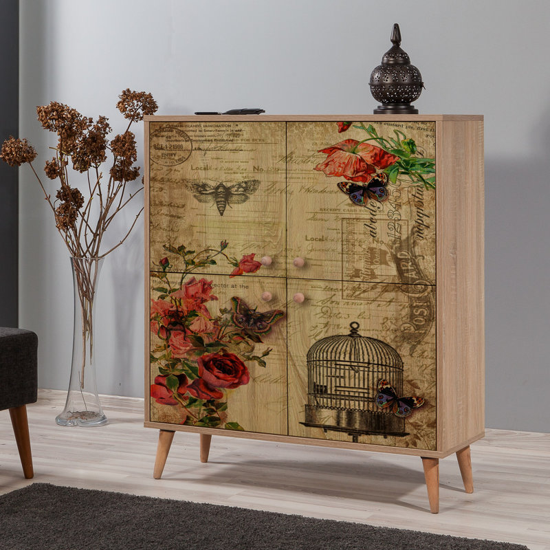 Multi-Purpose Cabinet with Hornbeam Legs, Sonoma Oak Finish, 37.4 x 43.7 x 14.2 inches | 100% Melamine Coated Particle Board, UV Coated, Metal & Rope Handles | Numerous Shelves, Wall-Mountable, Elegant Nostalgia Design