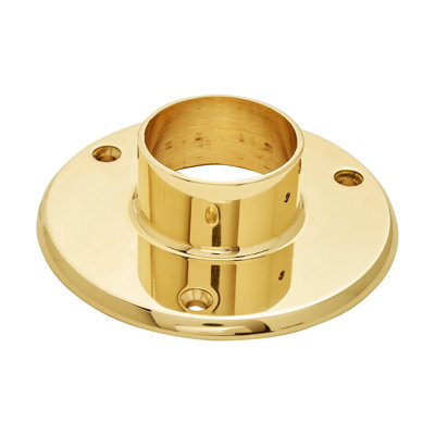 5" Dia. X 1-3/16" H Polished Brass Floor Flange For 2-Inch Bar Rail