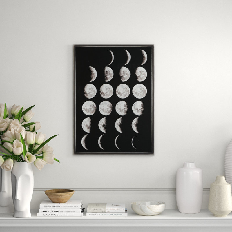 Silver Leaf Phases Of The Moon Print