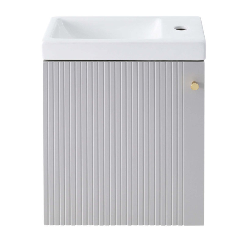 Armoire de salle de bain murale avec lavabo en céramique, Gris