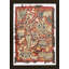 Antique Floral Chinese Small Size Wool & Silk Coral Color Framed Textile