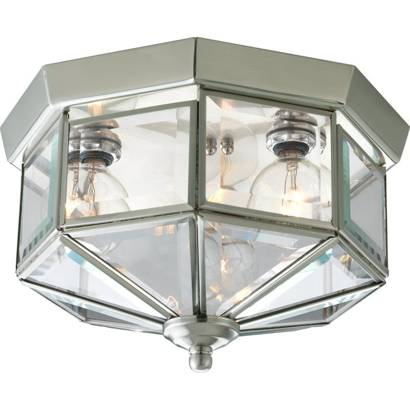 Plafonnier encastré intérieur / extérieur en verre biseauté Manolla, H 7 po x P 12 po