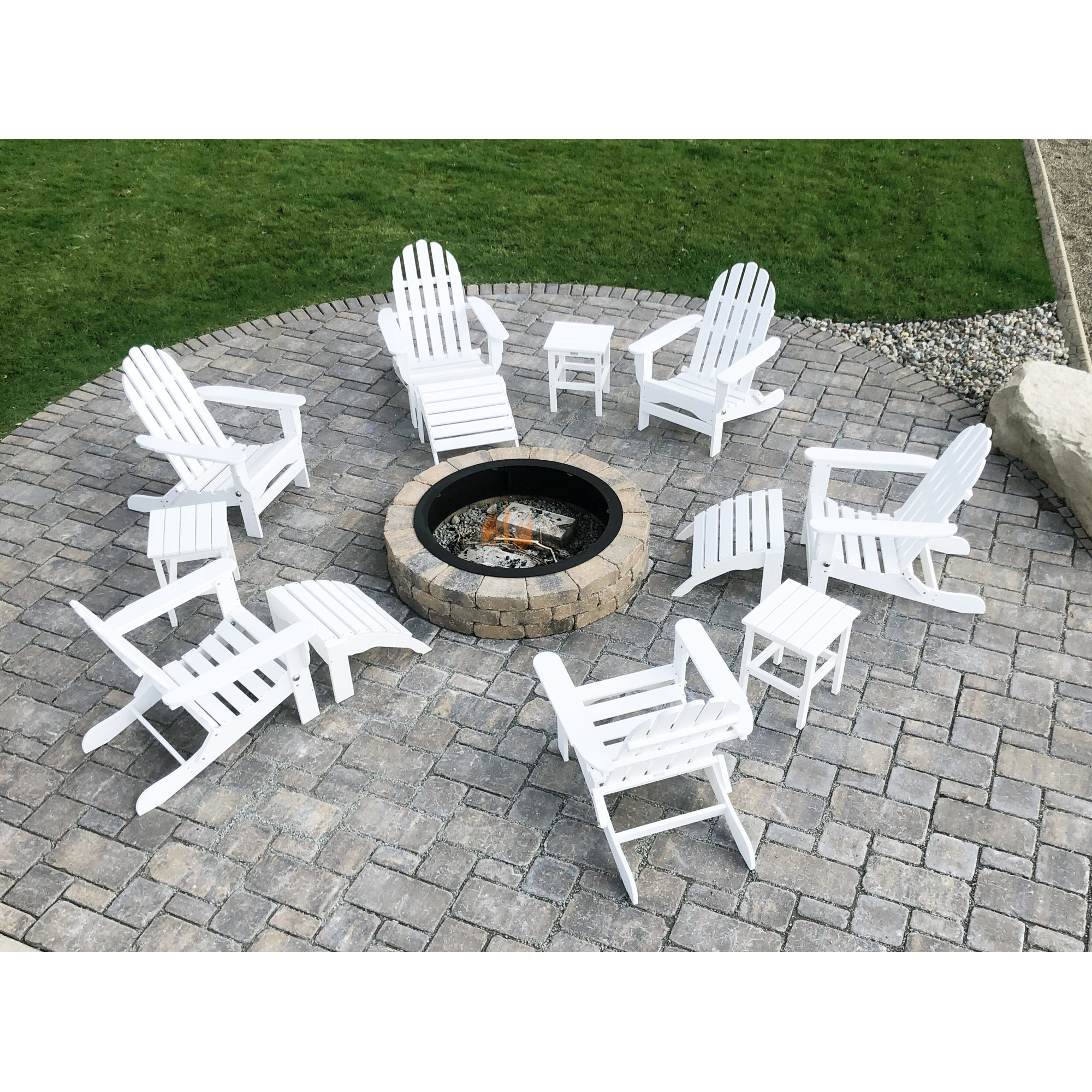 Leighton Foldable Outdoor Adirondack Set, White