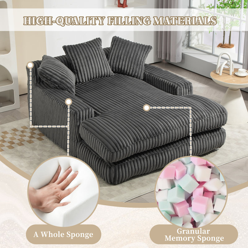 Upholstered Chaise Lounge, Dark Grey